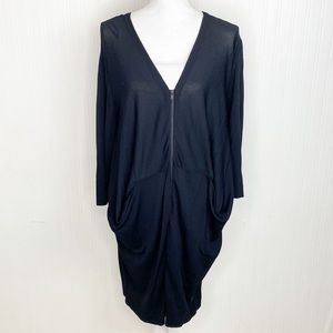 COS Knit Dress Zipper Front Black Oversized